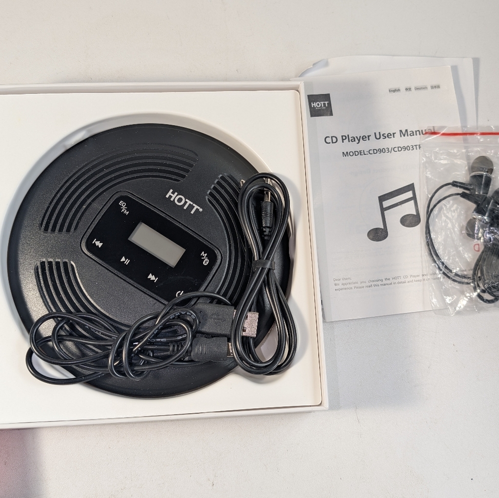Compact CD Player with Built-in FM Transmitter & Bluetooth - Perfect for Cars